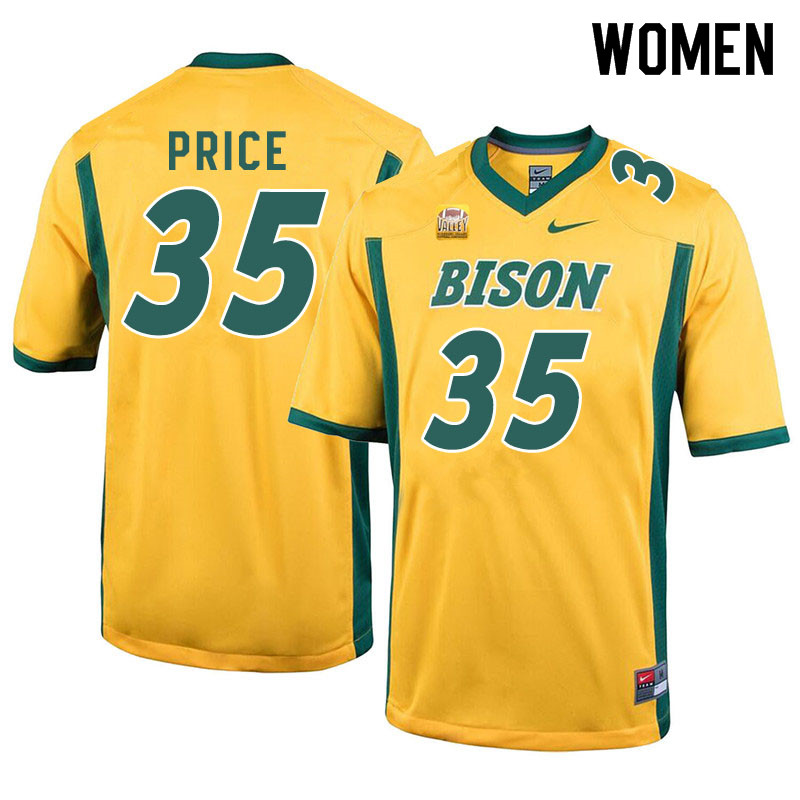 Women #35 Jayden Price North Dakota State Bison College Football Jerseys Sale-Yellow